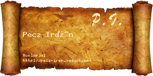Pecz Irén névjegykártya